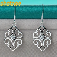 925 sterling silver aaa zircon geometric pattern drop earrings for women party engagement wedding gift simple fashion jewelry
