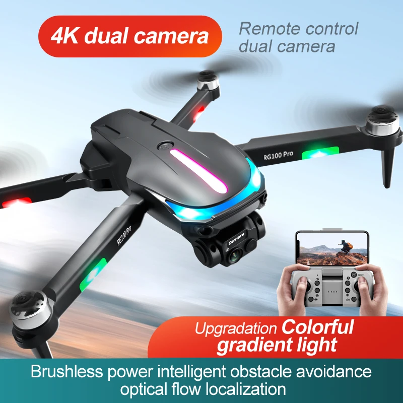 Brushless Drone 4K HD Dual Camera Professional Aerial Photography Smart follow RC Helicopter Foldable Optical flow Quadcopter