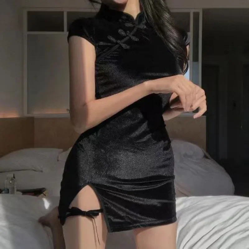 Платье-Ципао для молодых девушек приталенное короткое летний сезон улучшенная