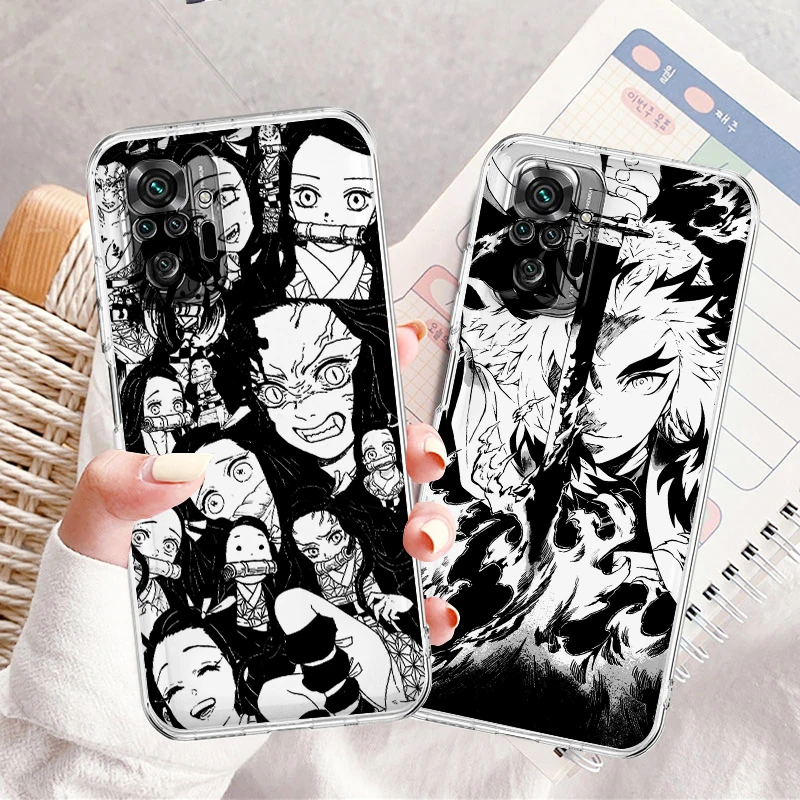 

Anime Comics Demon Slayer Transparent Phone Case For Xiaomi Redmi Note 12 11E 11S 11 11T 10 10S 9 9T 9S 8 8T Pro Plus 5G 7