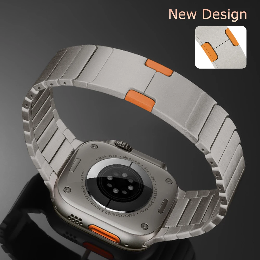 

Браслет из нержавеющей стали для Apple Watch Ultra, роскошный титановый оранжевый ремешок для iWatch 8 7 6 5 4 3 SE, 49 мм 8 45 мм 42 мм 44 мм