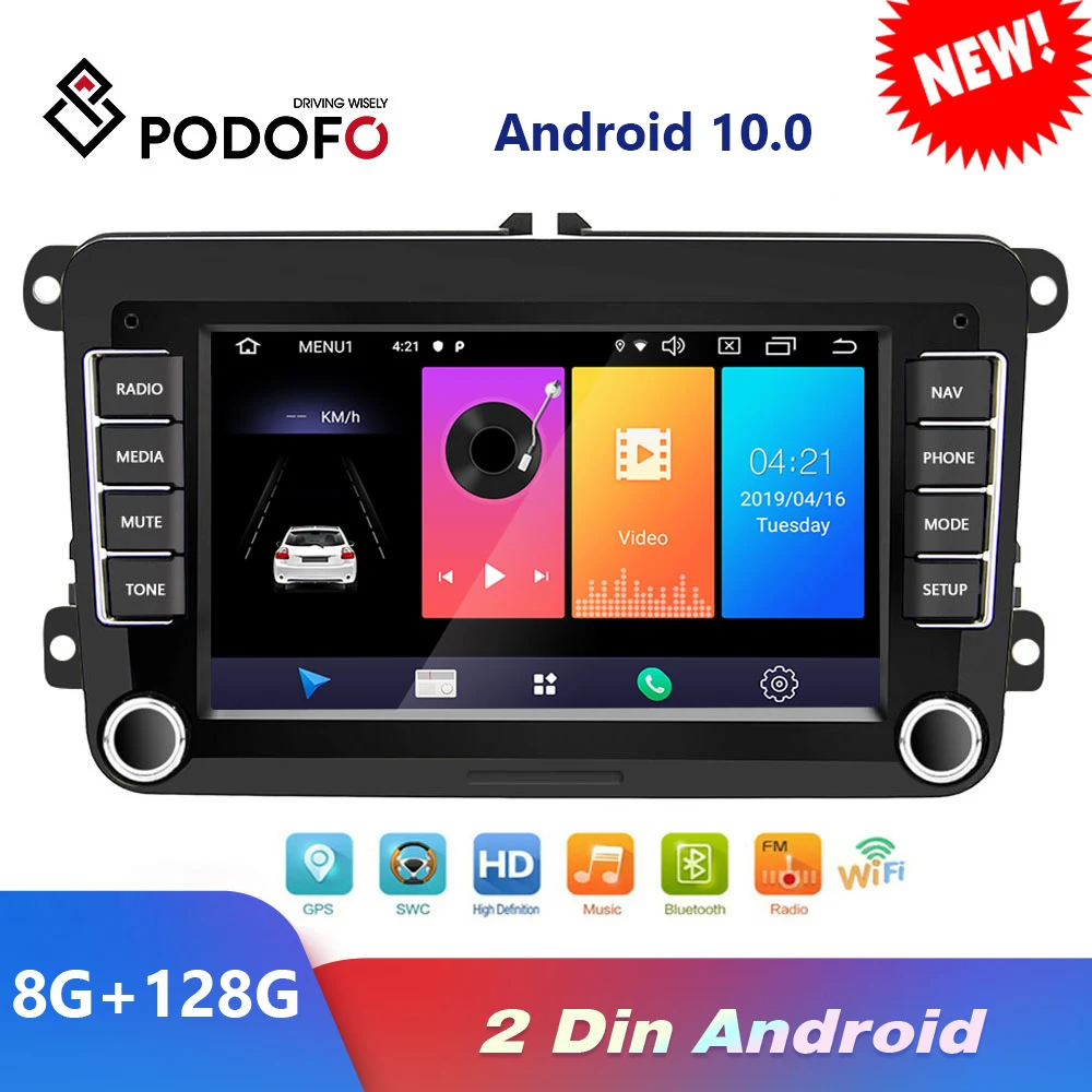 $89.90 Podofo 4G Carplay Android 10.0 2Din Car Multimedia Player For VW/Golf/Polo/Tiguan/Passat/b7/b6/SEAT/leon/Skoda/Octavia Radio