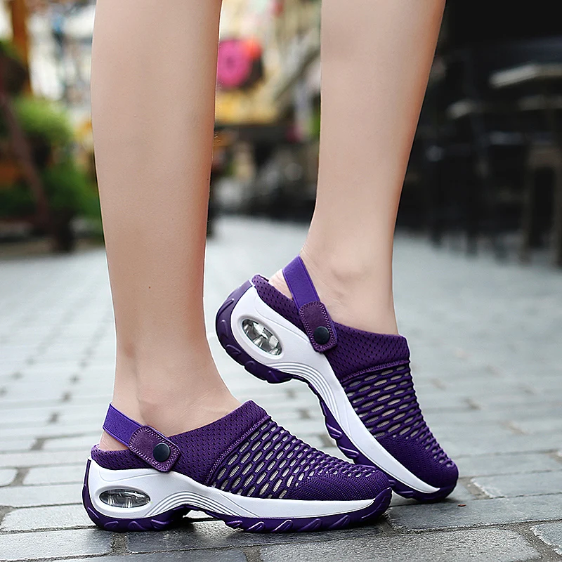 Women Clogs Casual Walking Shoes Cushion Platform Athletic Mesh Breathable Famale Treckking Slippers