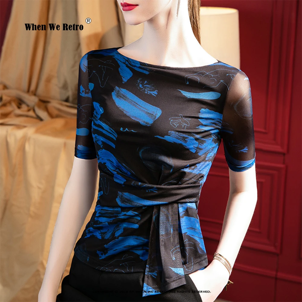 

Блузка Y2K женская с коротким рукавом, модная рубашка из ледяного шелка, Яркие топы, VD2004, лето 2022