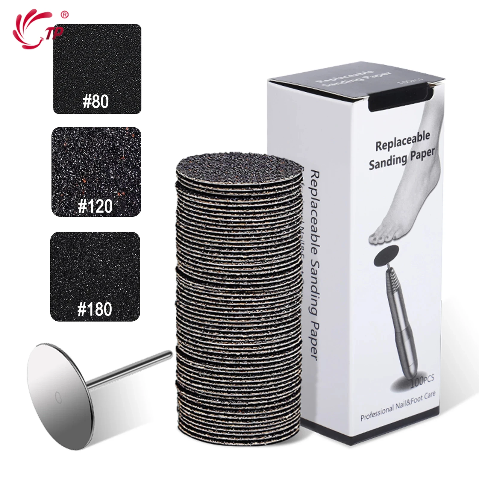 

New TP Replaceable Sandpaper Disc Cuticle Callus Remove Tool Electric Foot File Callus Hard Dead Skin Remove Pedicure Tool