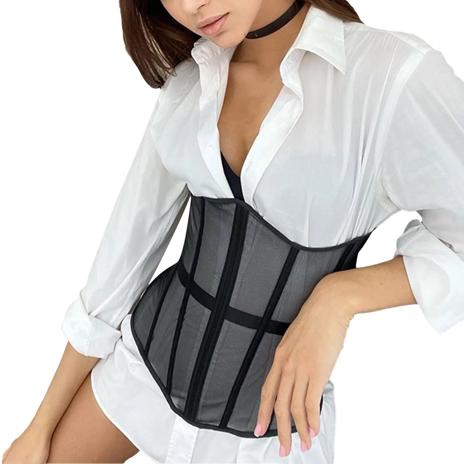 

Женский бюстье, топ, женский жилет, короткий поясной ремень, Женский сетчатый корсет, топ, шикарный новый сексуальный однотонный облегающий пояс