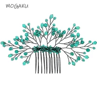 mogaku acrylic crystal hair combs newest handmade retro green hair accessories for women bridal wedding statement hair clips