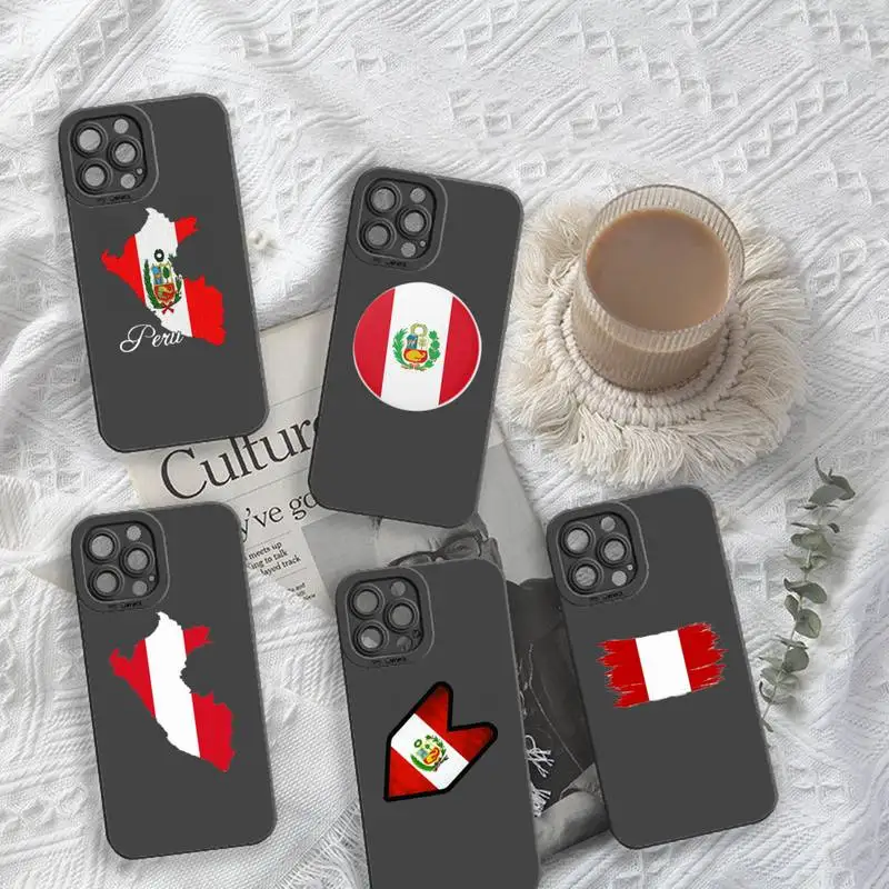 

Peru National flag Phone Case For iPhone 13 12 11 Pro MAX Mini X XS XR 7 8 Plus Camera Lens Liquid Silicone