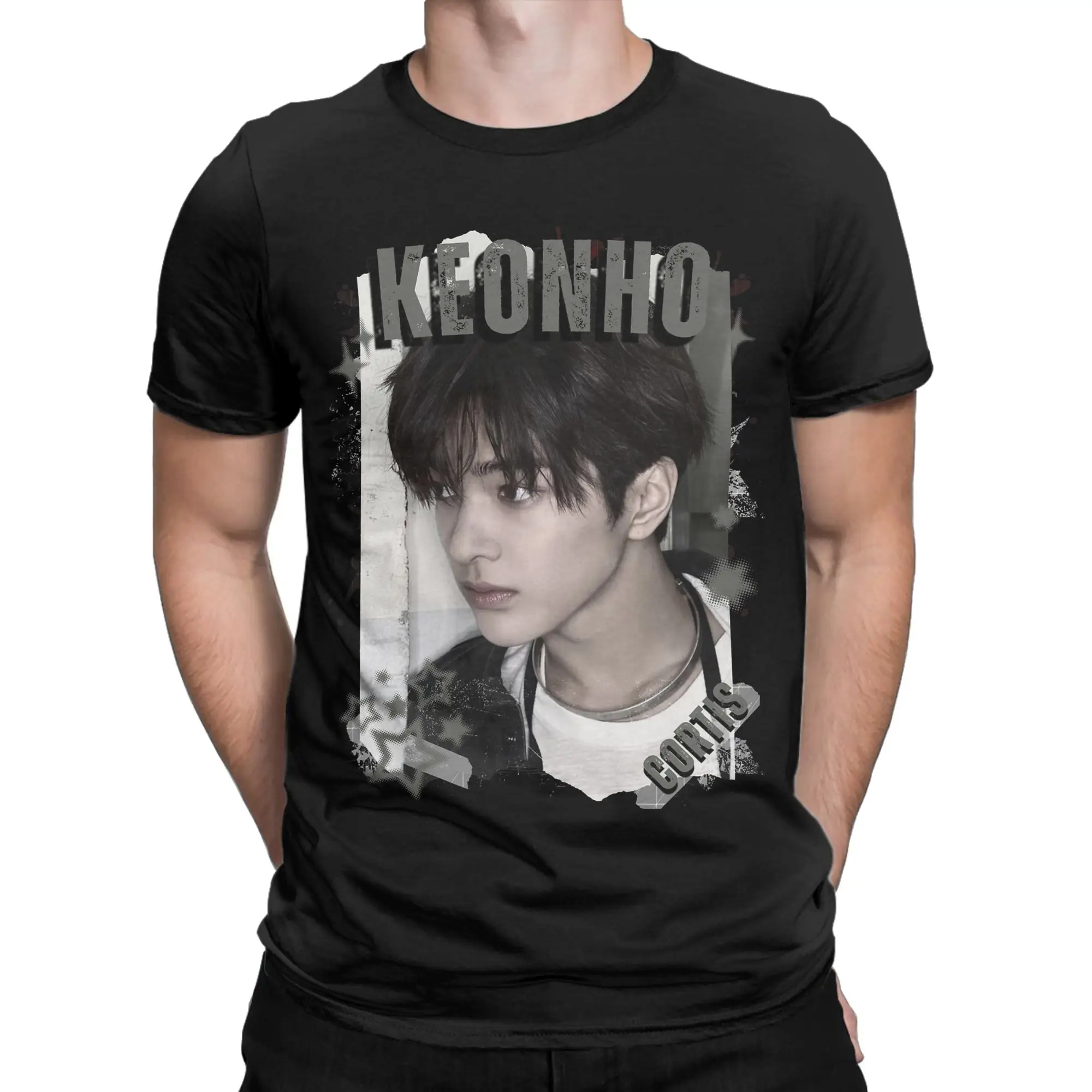 Фото Уникальные футболки C-Cortis Keonho Kpop Boy Group для мужчин, с круглым вырезом, из чистого хлопка, с коротким рукавом, оригинальная одежда. №2