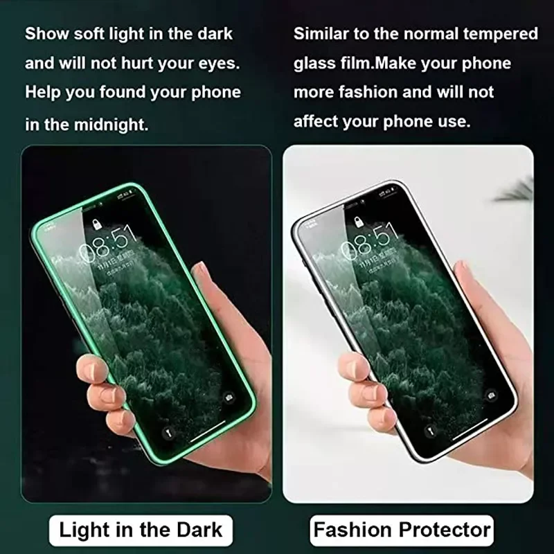 3PCS Luminous Tempered Glass For iPhone 13 12 11 Pro XS MAX XR Glowing Screen Protector For iPhone 6 7 8 Plus SE2020 Protector