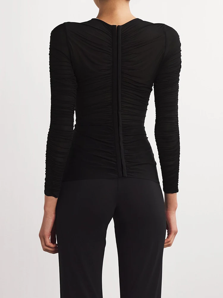 Женский плиссированный топ Y2K с аппликацией в виде трехмерной розы