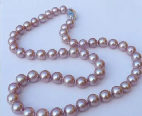 natural 9-10mm south sea lavender pearl necklace 925 silver