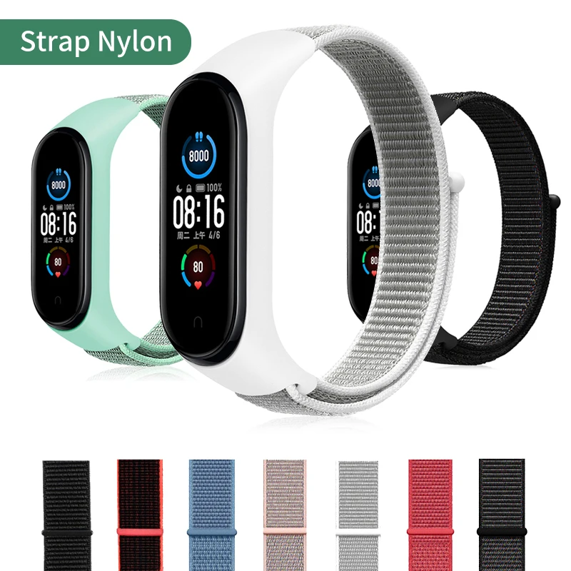 

Bracelet for mi band 5 6 Strap Nylon Sport loop watch Belt pulsera correa Miband strap Wristband for xiaomi Mi band 4 3 Bracelet