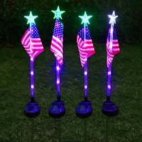 4pcs american flag led solar garden stake decorative ground light waterproof garden lawn lamp decor for outdoor