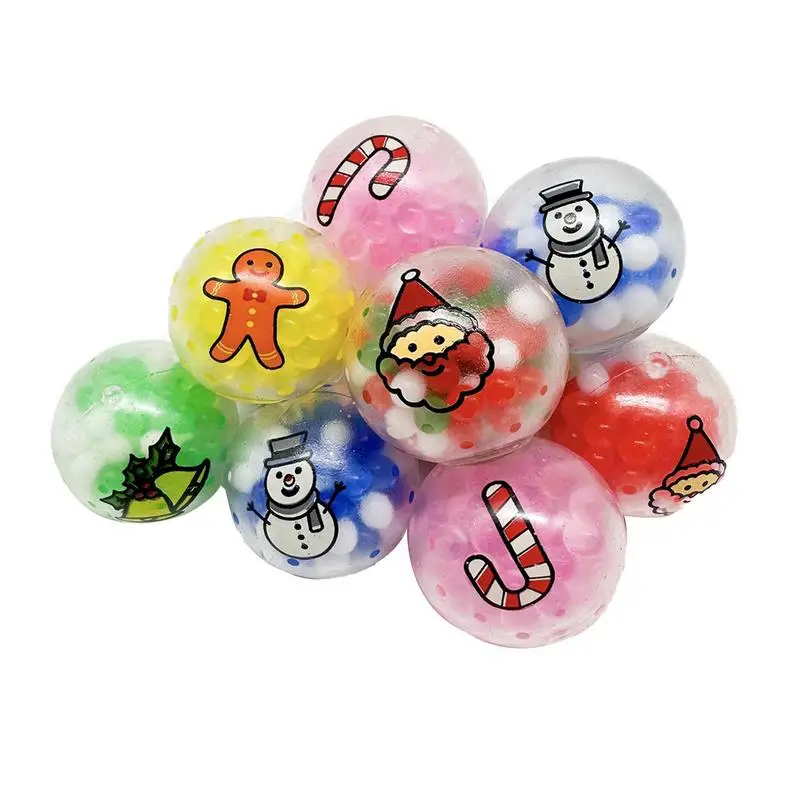 

Шарики для снятия стресса, Рождественская игрушка для снятия стресса, сжимаемая сенсорная игрушка для демонстрации снежинок, рождественских елок и строительных шариков