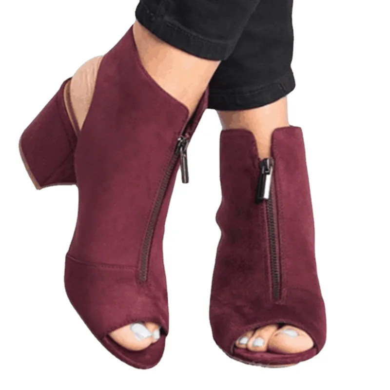 

Женские босоножки на среднем каблуке, повседневные сандалии-гладиаторы с открытым носком и противоскользящей подошвой, на молнии, для свад...