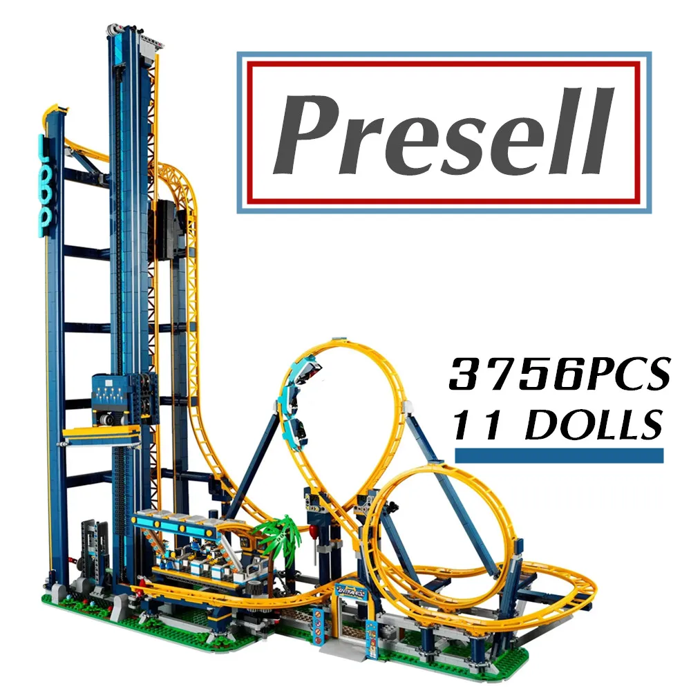 

2022 New 3756PCS 10303 Loop Roller Amusement Park Coaster City Fairground StreetView Technical Building Block Brick Toy Kid Gift