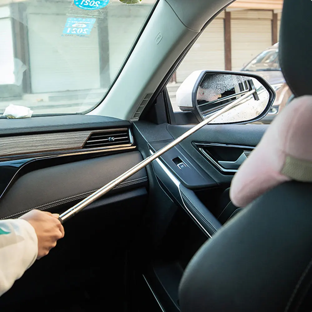 

1pc Telescopic Double-side Rearview Mirror Squeegee Retractable Rod Window Cleaner Squeegee Wiper Brush Glass Cleaning Tool