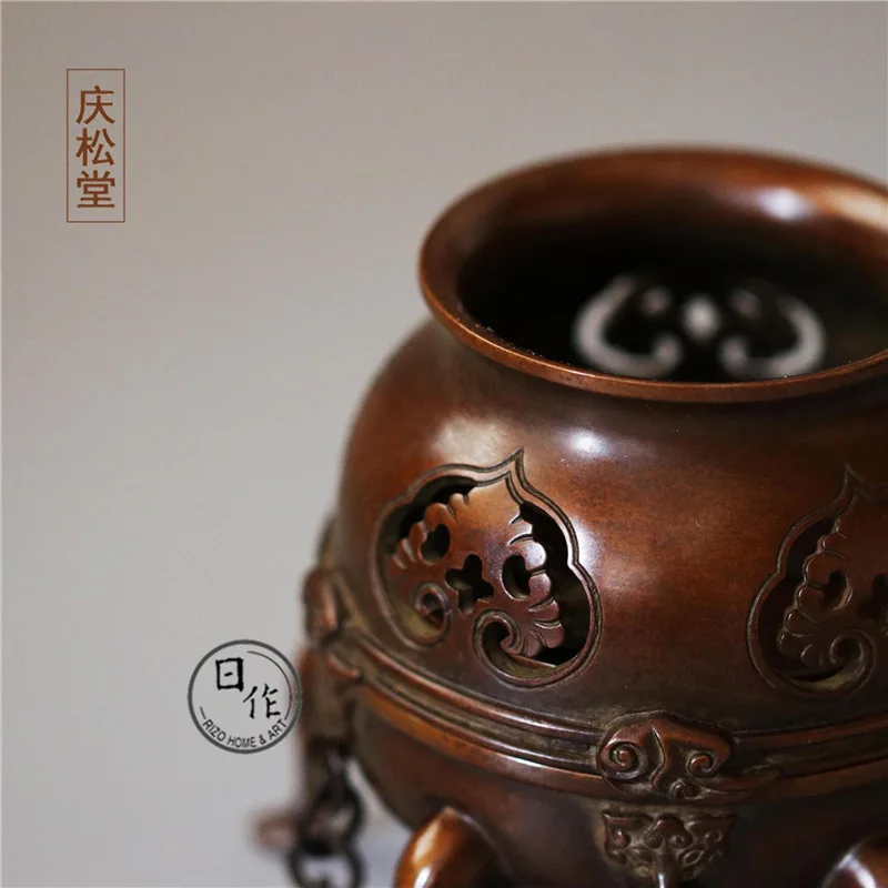 Фото Курильница Hu Qingsong из чистой фотолампы, Императорская печь из красной меди, курильница для дома, курильница из сандалового дерева №2