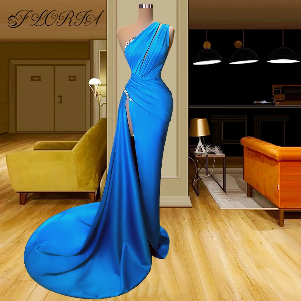 

Длинное вечернее платье-русалка, с одним открытым плечом