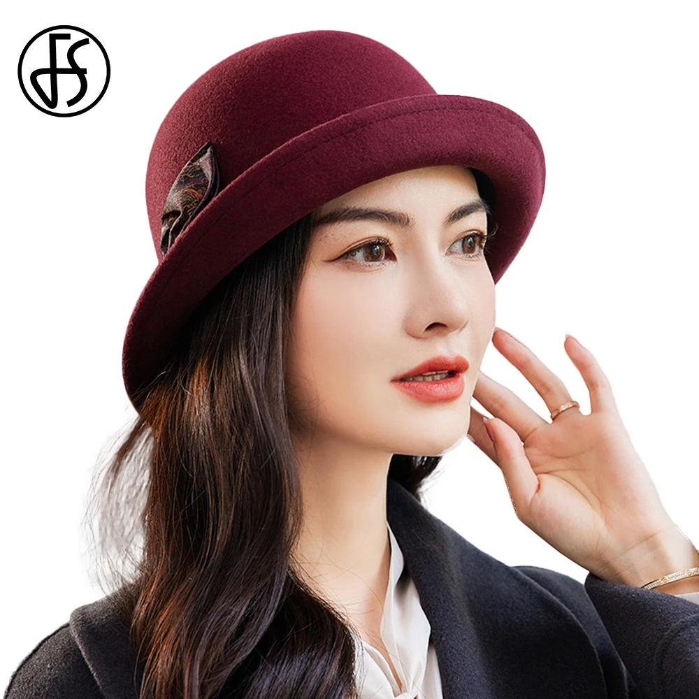 

Женская фетровая шляпка FS, элегантная легкая фетровая Шляпка из шерсти, для свадьбы, на осень и зиму,
