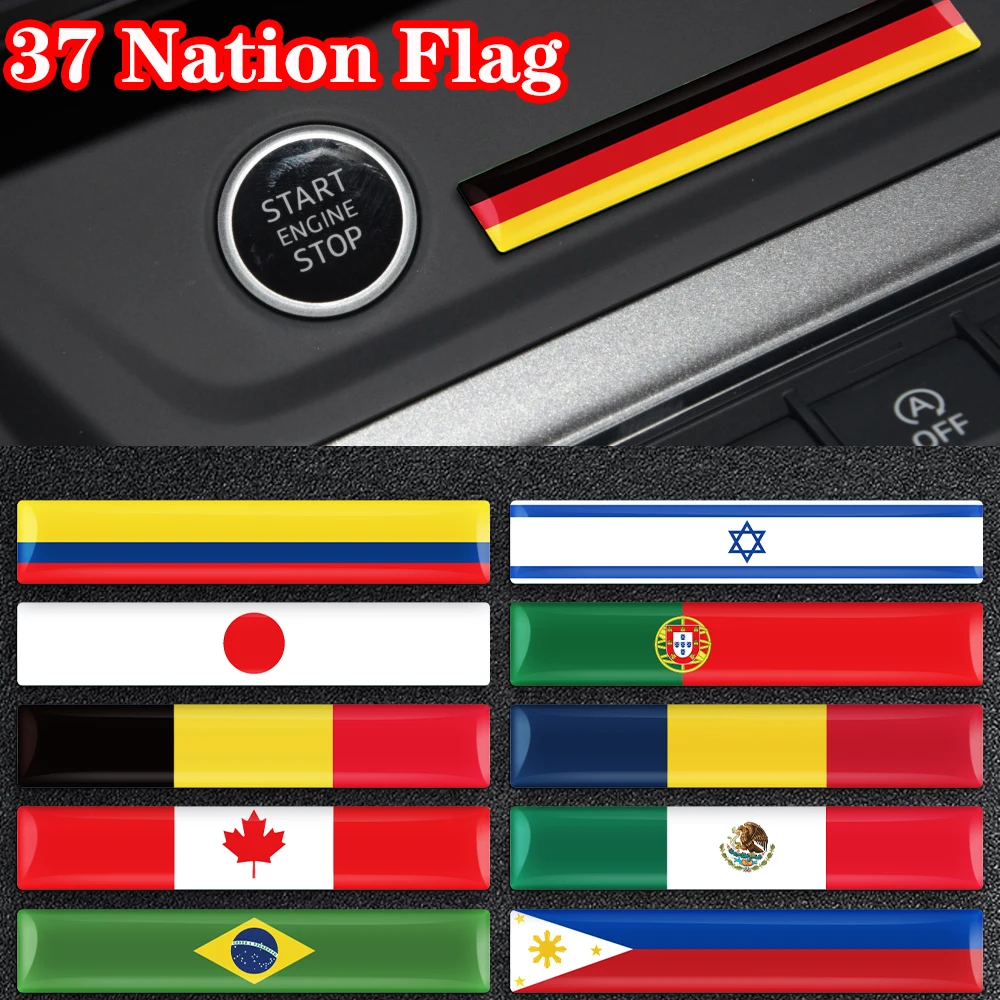 

8.5cm x1.5cm 5pcs 3D Epoxy Nation Flag Badges Sticker Car Motorcycle Accessories Mexico Ukraine Argentina Brazil Italy Spain UK