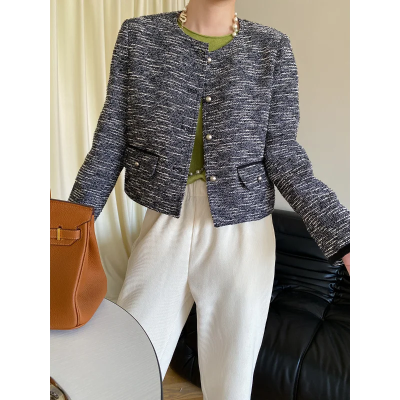 Женское твидовое пальто с длинным