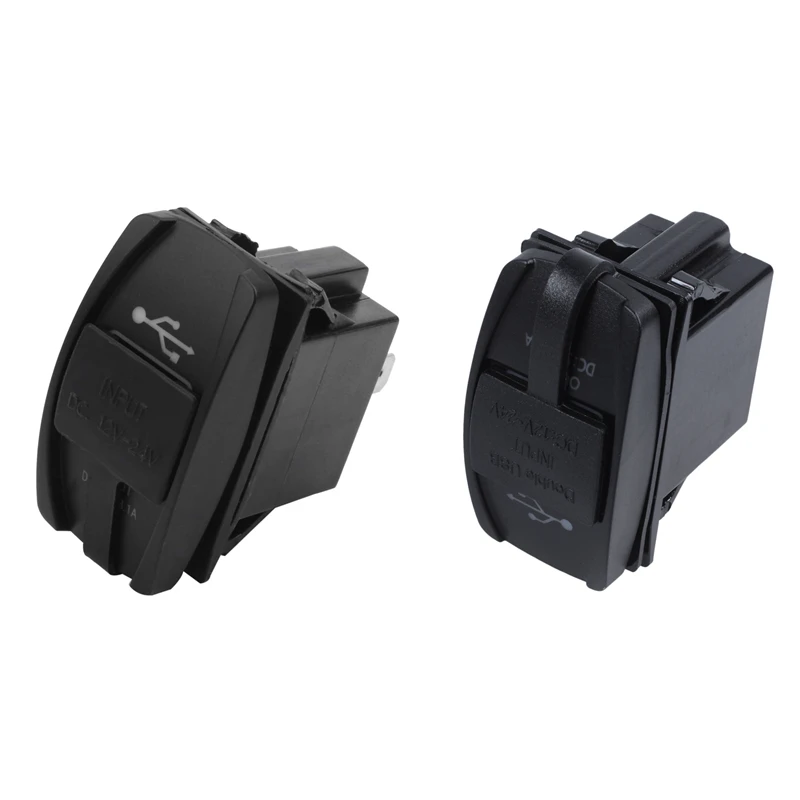 

2X 12V 24V Car Auto Boat Accessory LED Dual USB Charger - Outlet White & Outlet Green