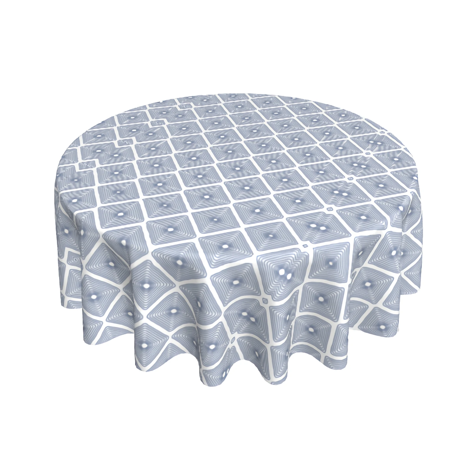 

Navy Blue Geometric Tablecloth Round 60 Inch with Dust-Proof Wrinkle Resistant Waterproof Decorative Table Cover