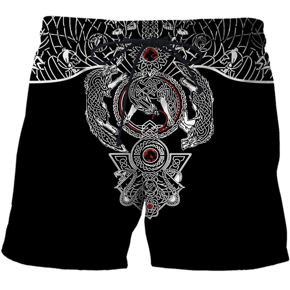 

2023 New Fashion hot Summer Men Viking Tattoo Board Shorts Beach Brand Shorts Surfing 3D Printed Men Boardshorts Wholesale