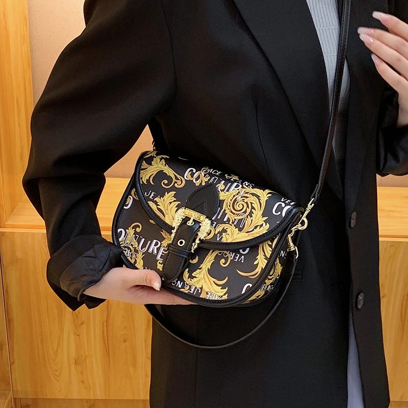 

Новая высококачественная роскошная сумка в западном стиле с круглым принтом букв, элегантная сумка на плечо с текстурой для женщин, женские повседневные сумки для покупок