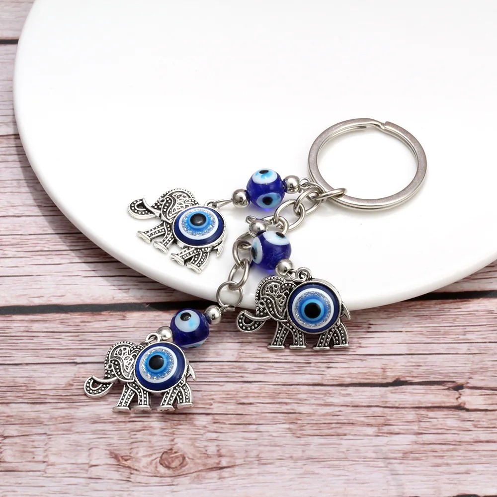 

2022 New Blue Eyes Lucky Elephant Pendant Keychain Devil's Eye Pendant Bag Pendant