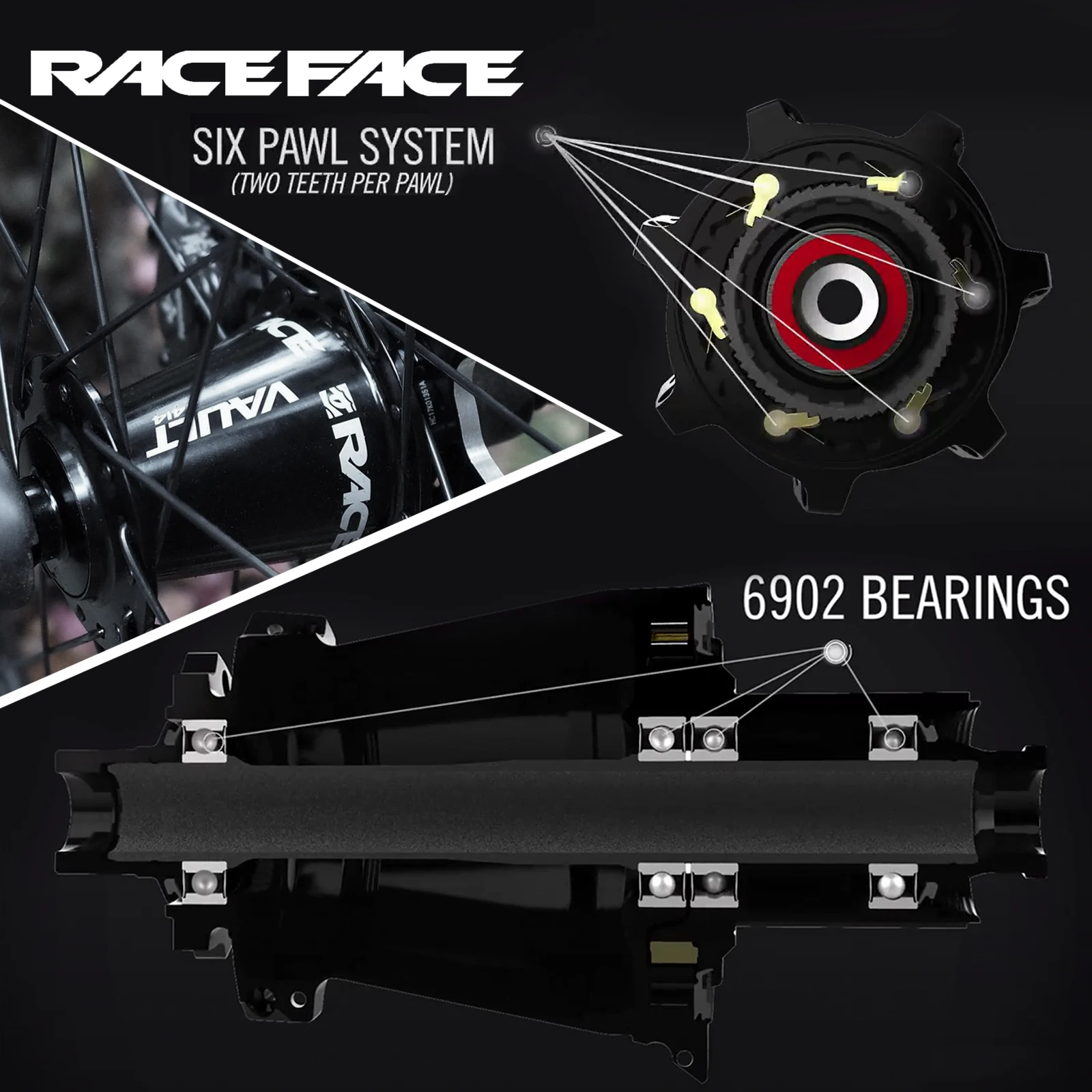 Ступица RACEFACE Vault J-Bend — втулки 32H J414J424 15x110 12x148 32H xD Freehub 6-болтовый комплект 60T FR (art.: 3920d2ca79abb) - 3920d2ca79abb