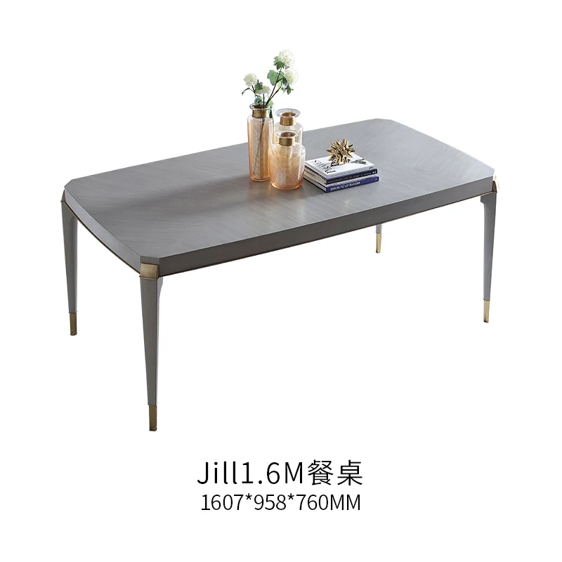 

American light luxury solid wood dining table home modern minimalist rectangular dining table and chair combination