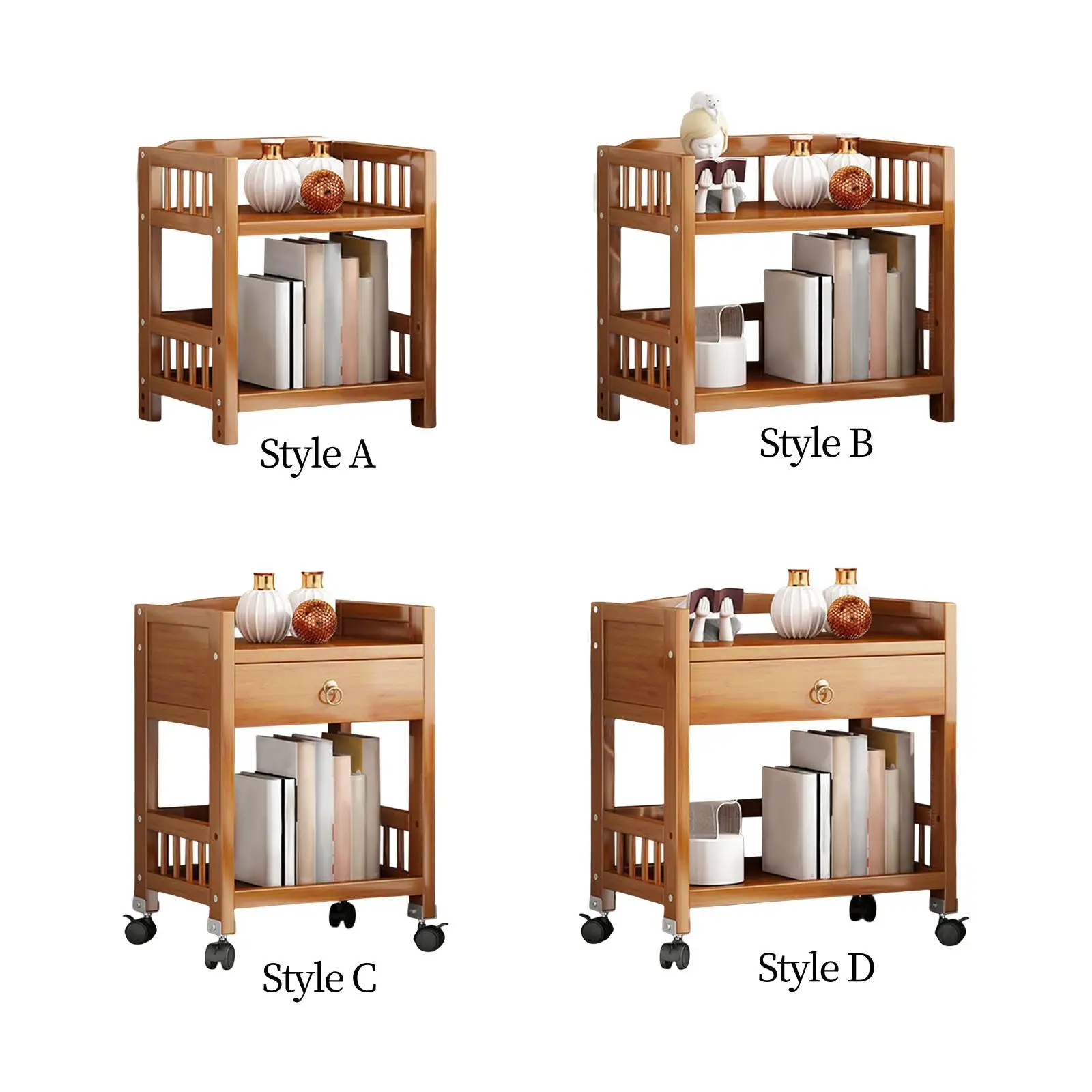 

Bamboo Corner Shelf Display Rack Space Saving Nightstands Bedside Table