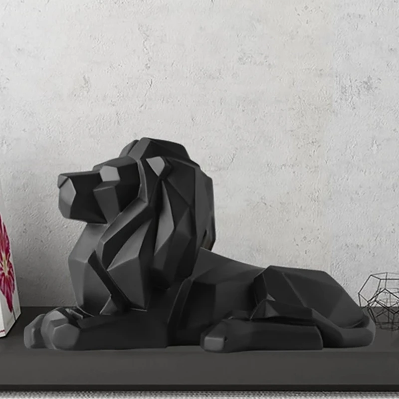

1Pcs Nordic Geometric Origami Lion King Statue Resin Crafts Animals Lion Art Sculpture Home Decoration Accessories