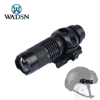 wasdn fast helmet flashlight tactical rotate led head lamp retractable spotlight metal scout light airsoft hunting accessories