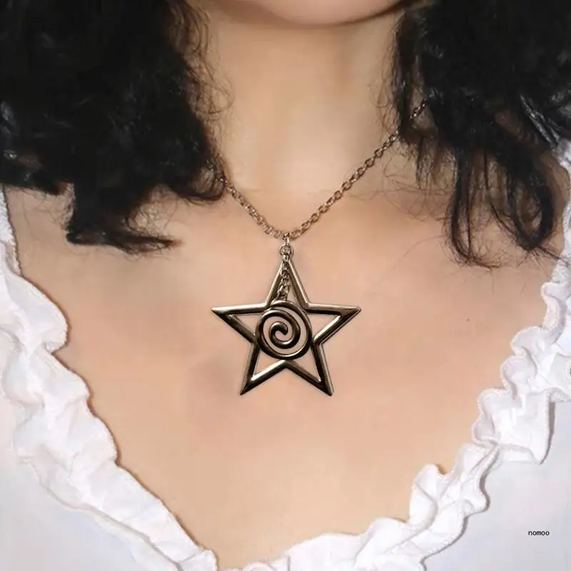 Спираль Руническое Звездное Ожерелье Уникальное со Звездой Y2K