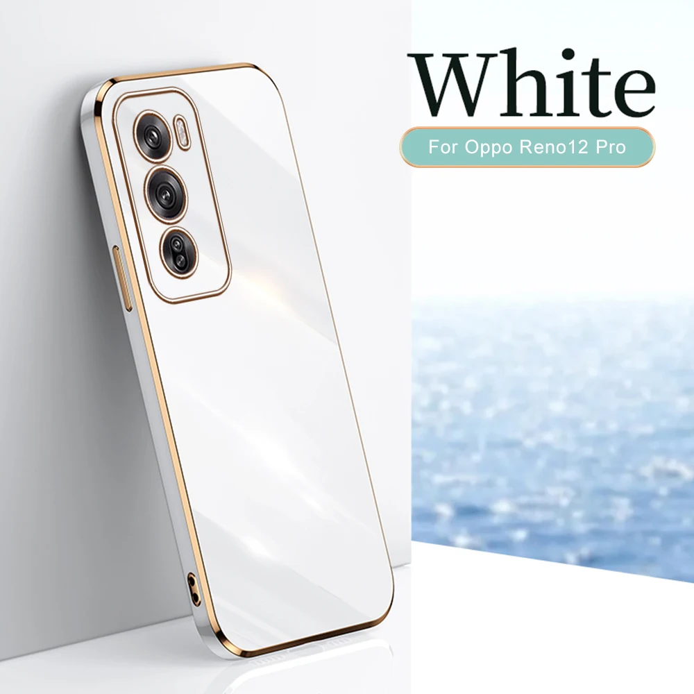 Мягкий чехол из ТПУ с гальваническим покрытием и прямыми краями для Oppo Reno12pro Reno12 Reno 12 Pro 12 Pro