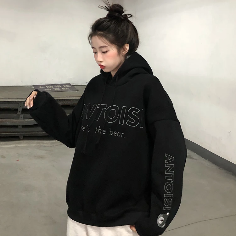 

6113 Fall/winter 2022 new lazy bf wind loose embroidered thick warm Sweatshirts