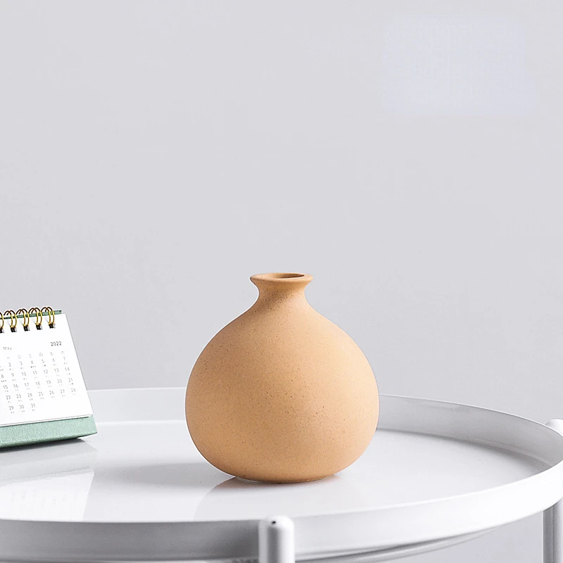 Маленькая керамическая ваза коричневый Овальный цветочный инструмент