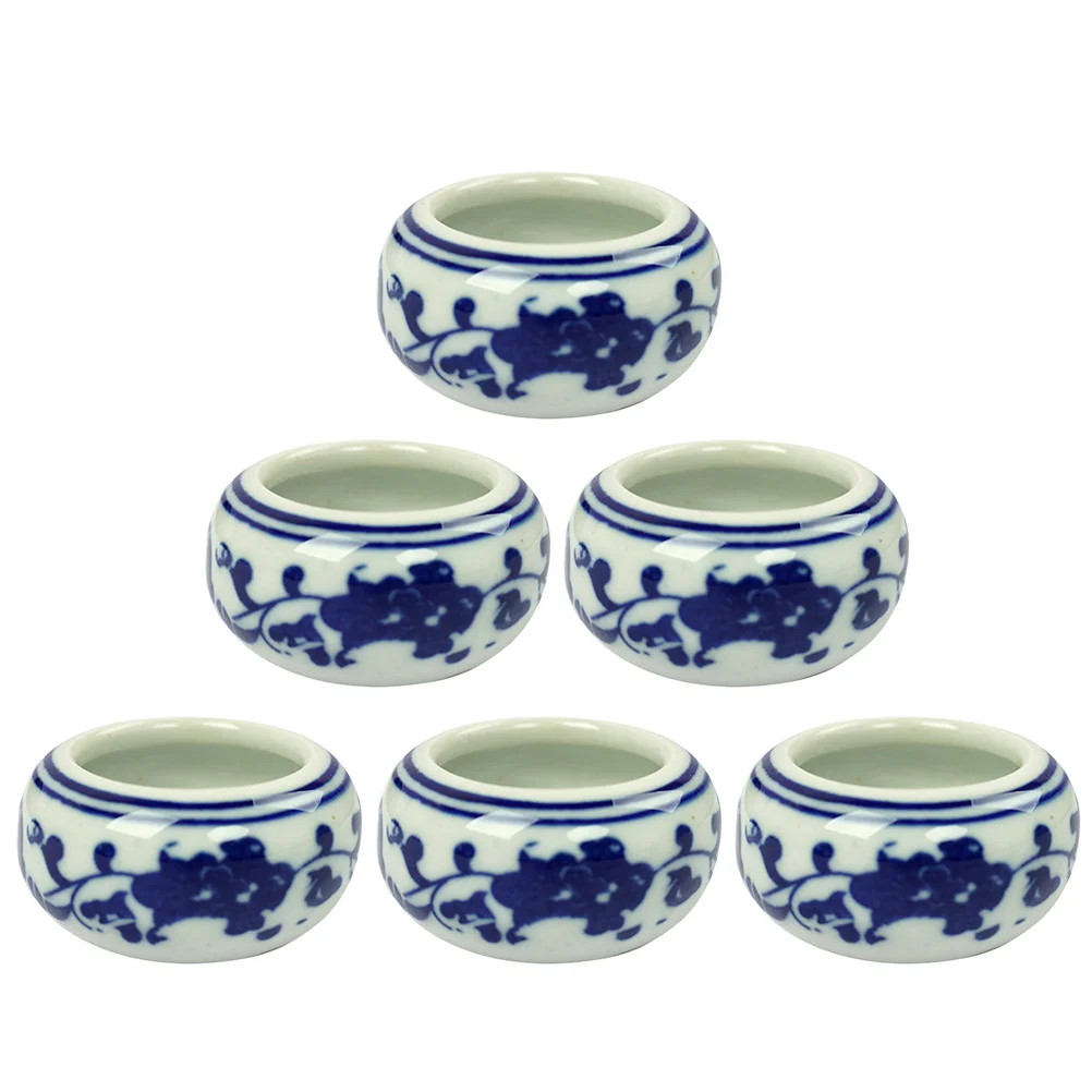 

6Pcs Creative Calligraphy Water Plate Ceramic Ink Holder Small Painting Ink Bowl