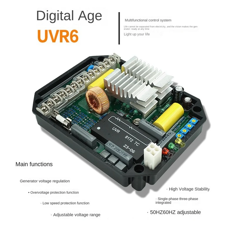 

1 Piece UVR6 Automatic Voltage Regulator AVR AC170-480V Single/Three-Phase Regulator For Mecc Alte Generator Diesel Genset Parts