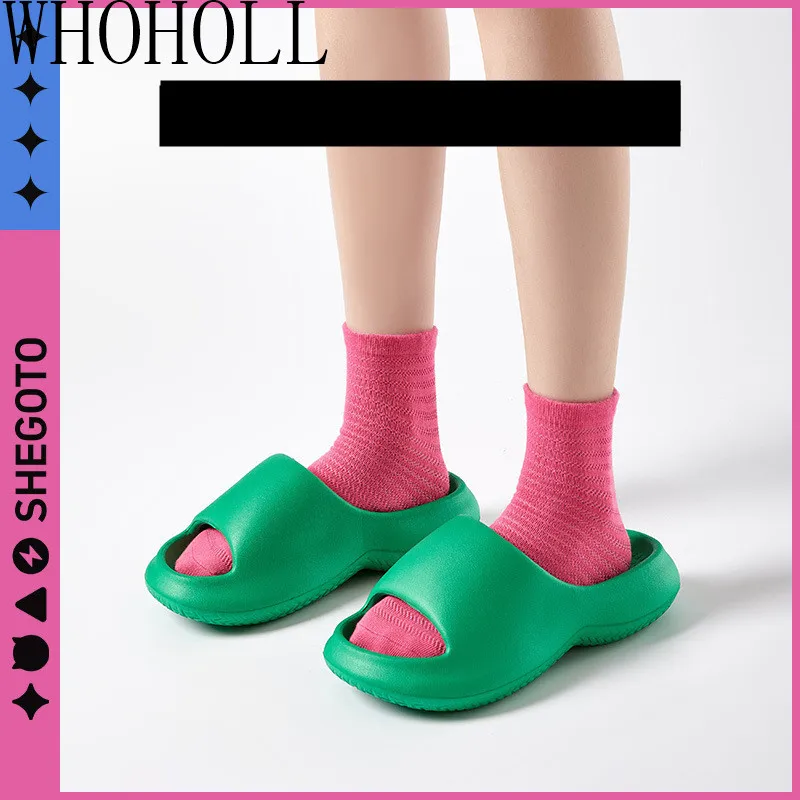 

Женские тапочки для влюбленных Новинка Лето 2022 тапочки для хлеба толстая подошва 4,5 см Нескользящие шлепанцы для ванной мужские однотонные ...