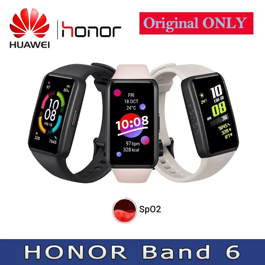 

Смарт-браслет Band 6, фитнес-трекер с диагональю экрана 6 1,47 дюйма, Bluetooth, с функцией измерения пульса и уровня кислорода в крови, водонепроницае...