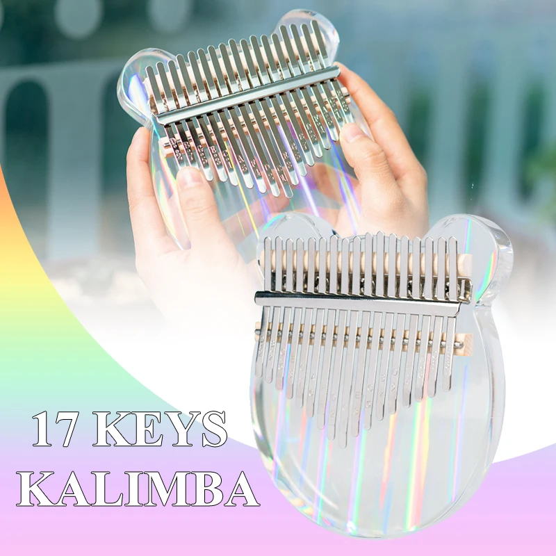 

Portable Acrylic Kalimba 17 Keys Clear Thumb Piano Creative Music Box With Accessories Present For Teen Kid Beginner Music Lover