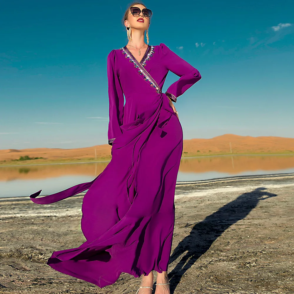 Ramadan Caftan Muslim Dress Abayas for Women Dubai Party Evening Saudi Abaya Kaftan Moroccan Islam European Clothing Djellaba