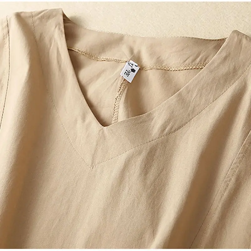 Женское винтажное платье с коротким рукавом свободное однотонное