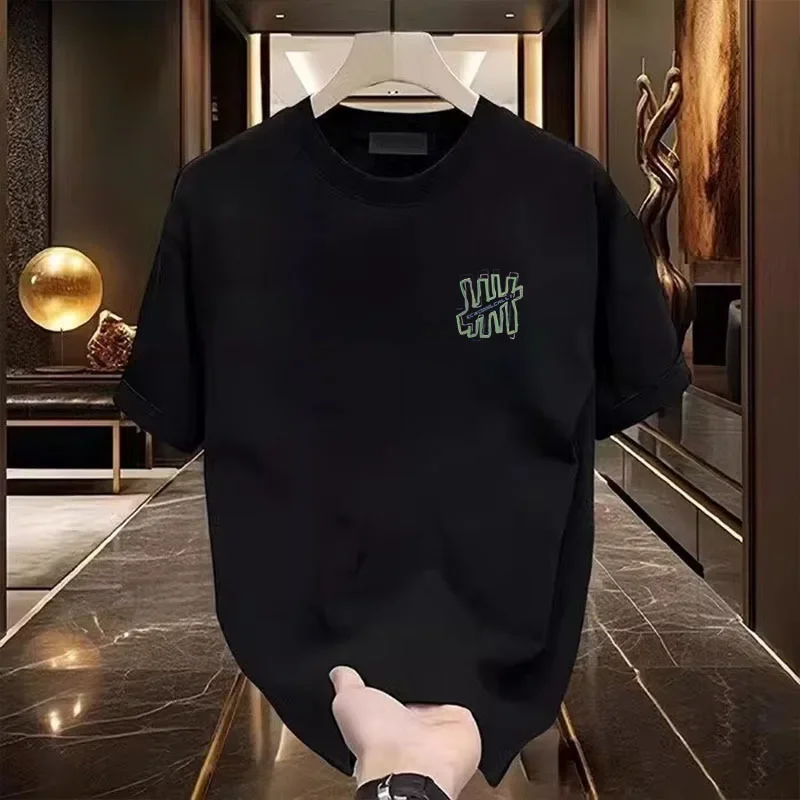 Модная брендовая мужская футболка с коротким рукавом из чистого хлопка принтом