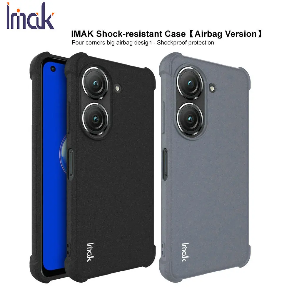 

For Asus Zenfone 9 5G 10 Case IMAK Shockproof Transparent Quicksand Matte Soft Silicone TPU Back Cover Zenfone 9 9z 10 10z Cases